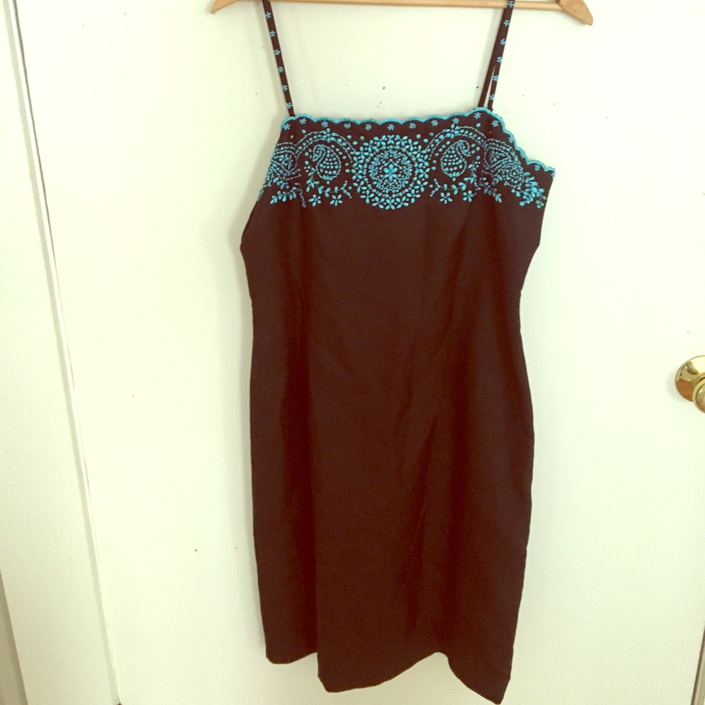 Black with Turquoise Beading Dress